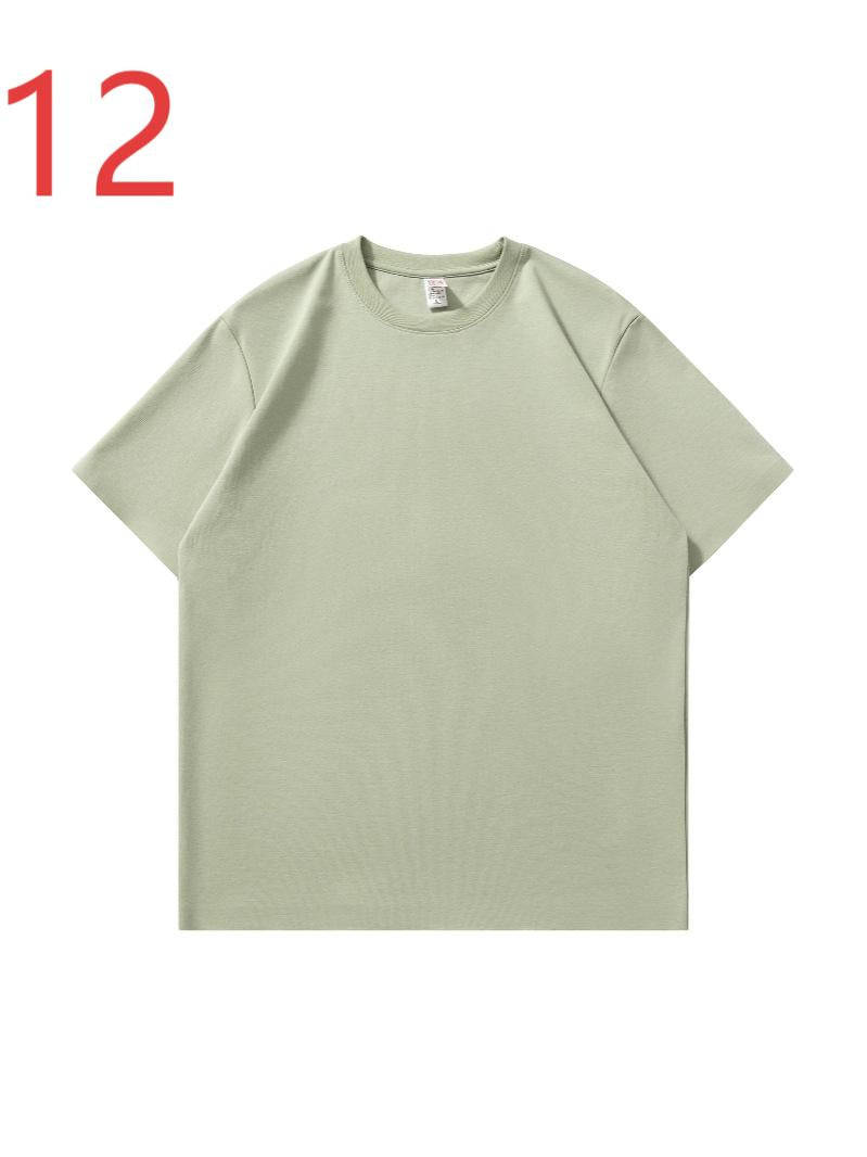 XD001 Heavy Liquid Ammonia Antibacterial Seamless T-shirt for Men and Women Drop Shoulder Solid Color Loose Round Neck Short Sleeve T