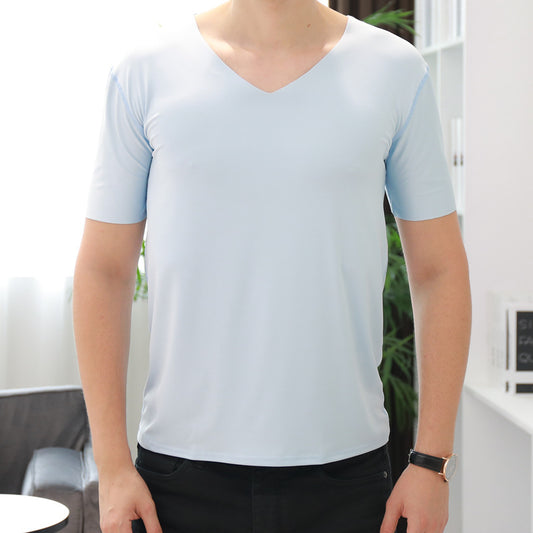 XD457 Pure White Ice Silk Short Sleeve